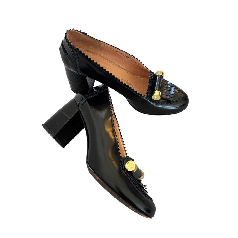 Robert Clergerie‎ France Kiltie Shoes Womens 8 Black Leather Scalloped Fringe